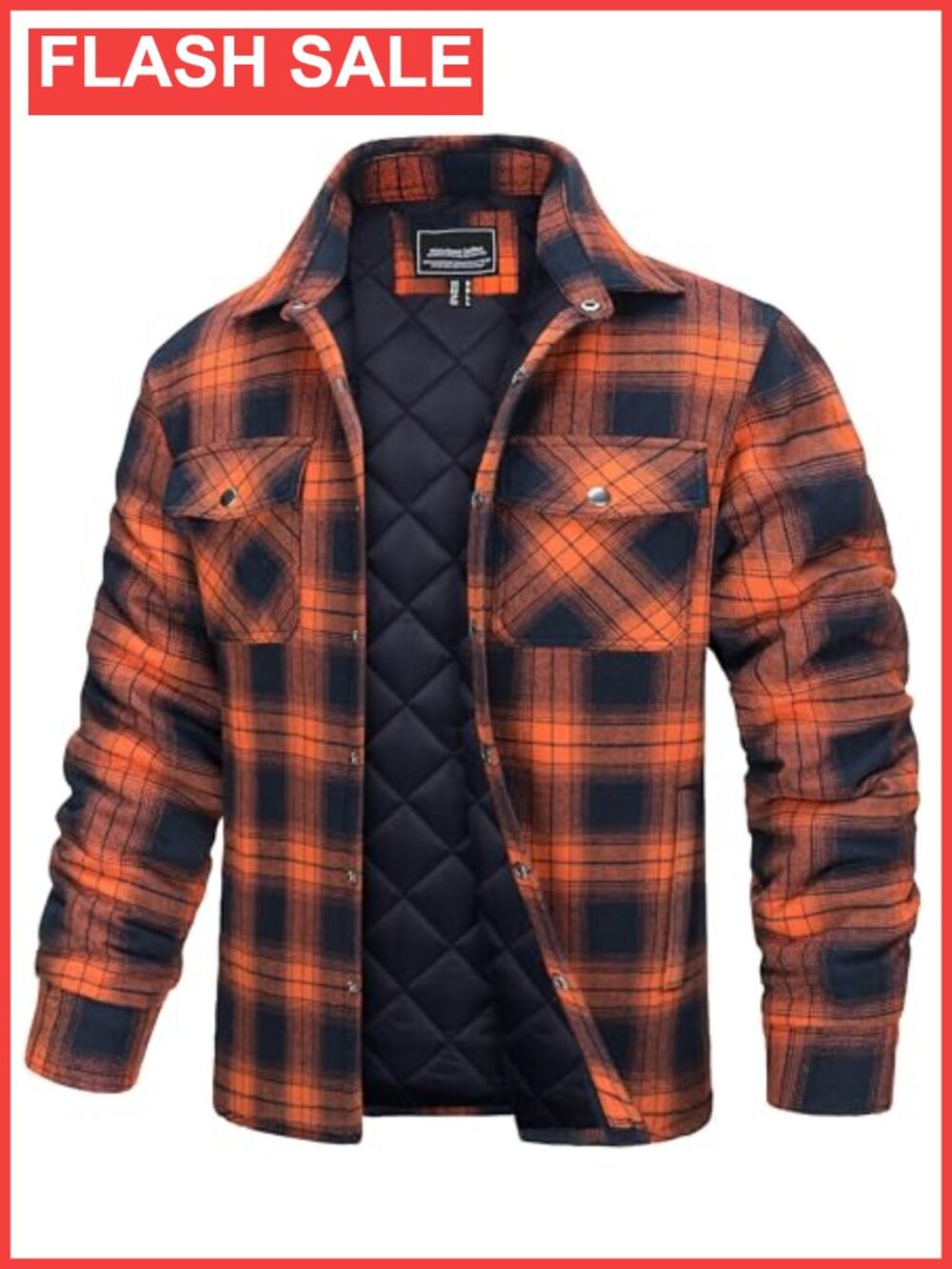 Men's Quilted Lined Plaid Flannel Shirt Jacket Button Down Winter Coat